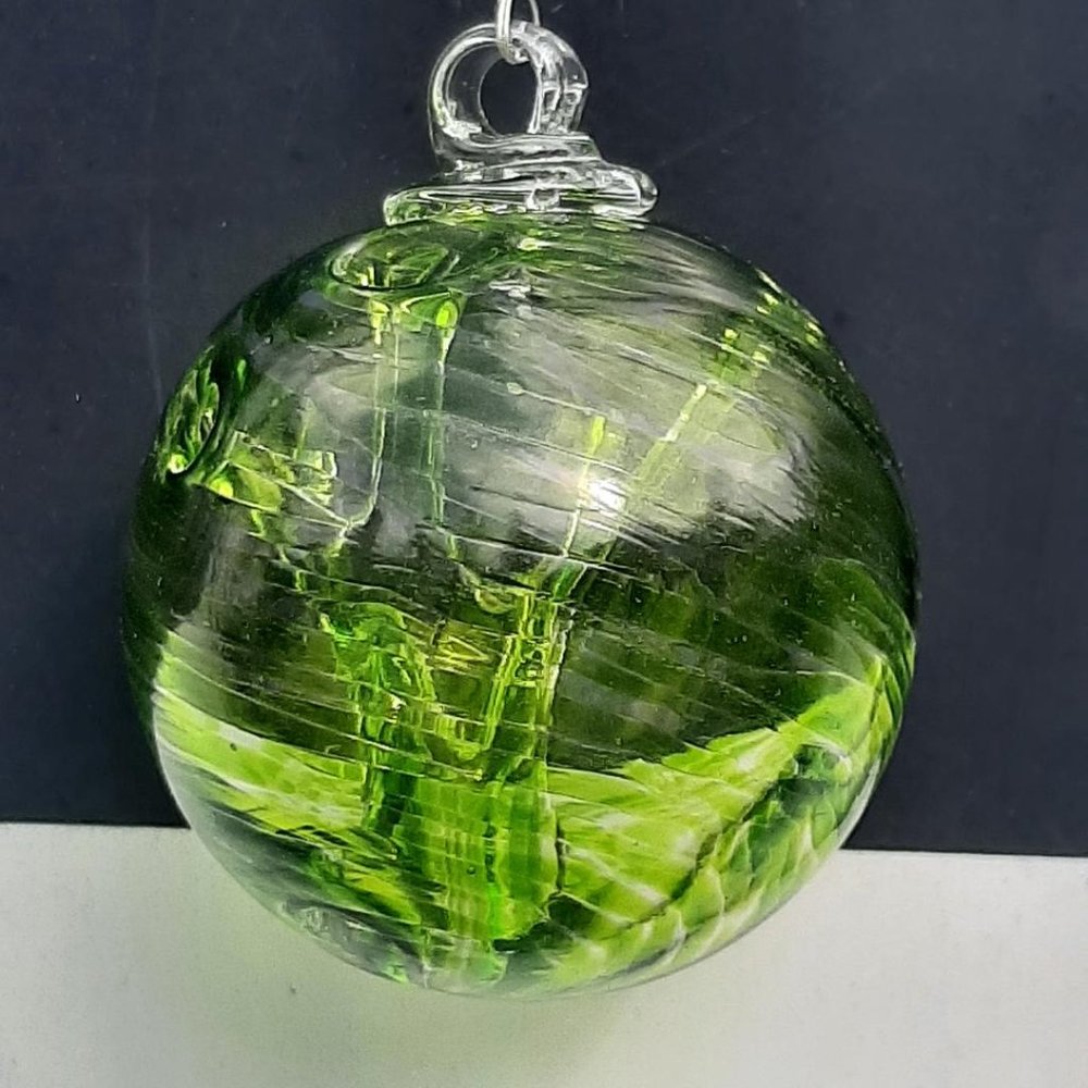 Hanging Glass Ball 3" Diameter Peridot Green Witch Ball (1) 3INWB9
